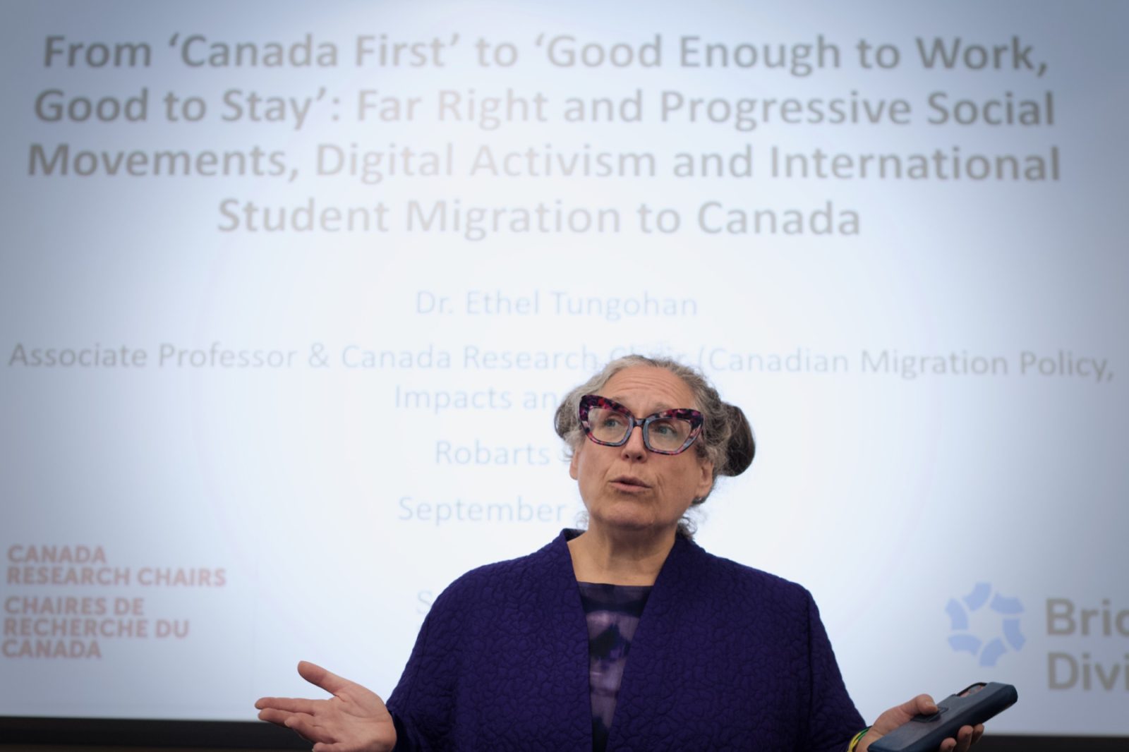 Carolyn Podruchny speaking during a presentation